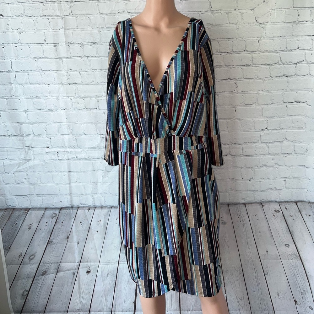 Perfectly Priscilla Multicolor striped long sleeve dress size 3X